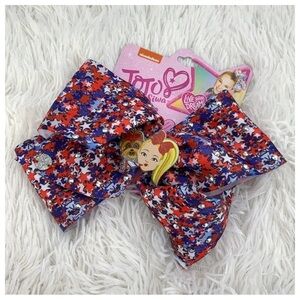 NWT JoJo Siwa Emoji BowBow Dog American Patriotic Big Cheer Dance Bow Rhinestone